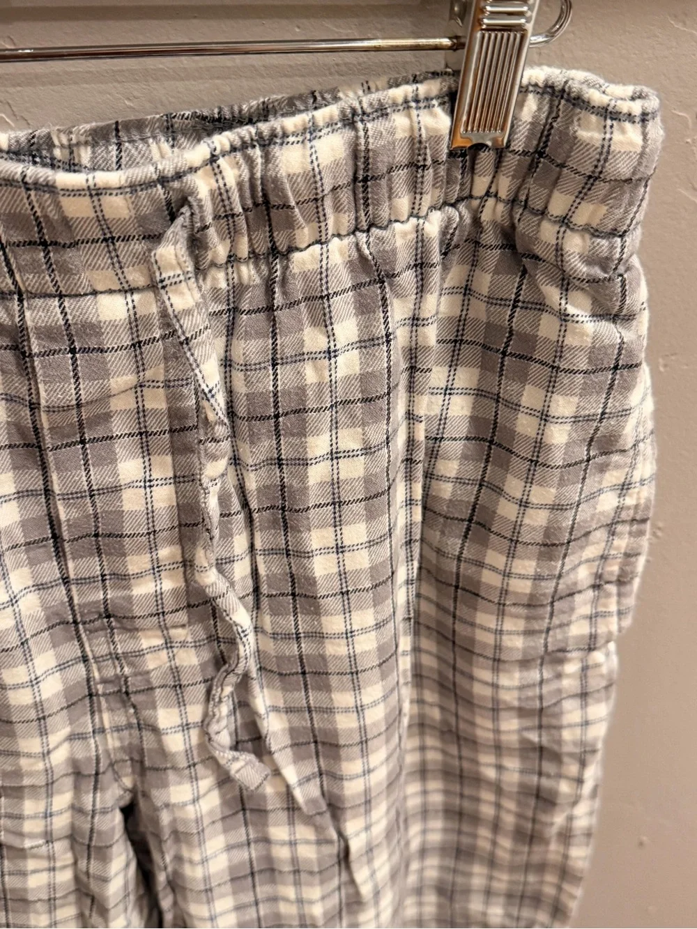 Banana Republic Flannel Gray Plaid Drawstring Lounge Pajama Pants Size M #498